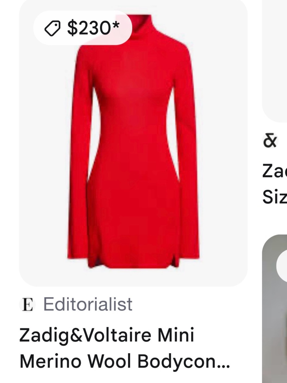 Zadig & Voltaire Bright Red Turtleneck Bodycon Mini Dress